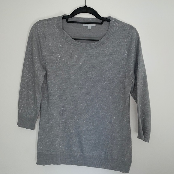 Silver/Grey New York & Company Light Mid Sleeve Sweater - Picture 2 of 6